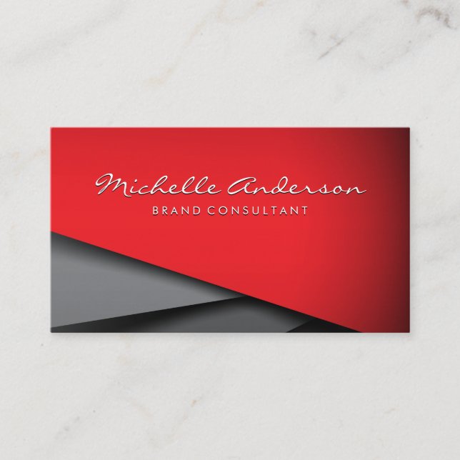 Red Black Grey Background Panels Business Card (Front)