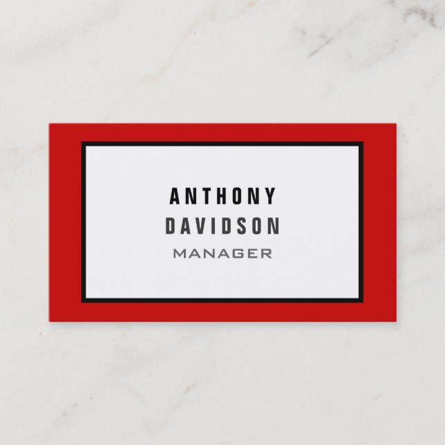 Red Black Grey Border Pattern Business Card (Front)