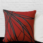 Red Black & Grey Modern Elegant Abstract Throw Pillow<br><div class="desc">Modern throw pillow features an elegant abstract linear composition in red, black and grey. An artistic abstract design with an organic linear pattern features black and grey organic lines that swirl from right to left on a red background. This decorative pillow is bound to add a splash of colour to...</div>