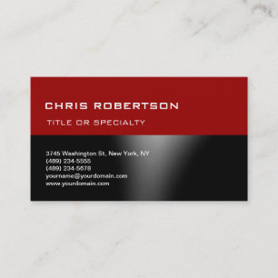 Red Black Grey Modern Simple Plain Business Card