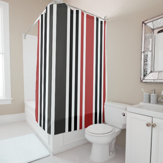 Red Black Grey Vertical Stripes Pattern (In Situ)
