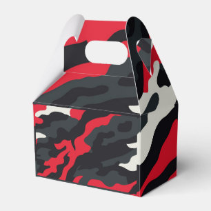 Red Black Grey White Camouflage Camo Pattern Favor Box