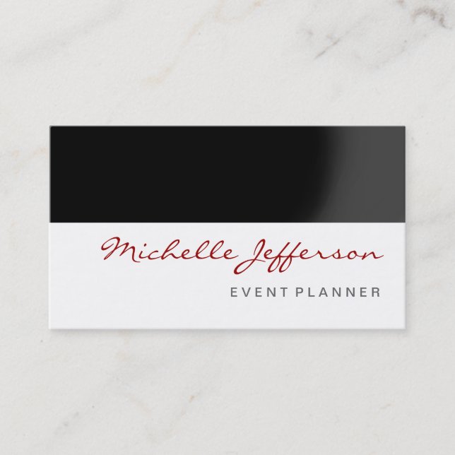 Red Black Grey White Event Planner Business Card (Front)