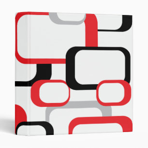Red Black Grey White Retro Squares Pattern Binder