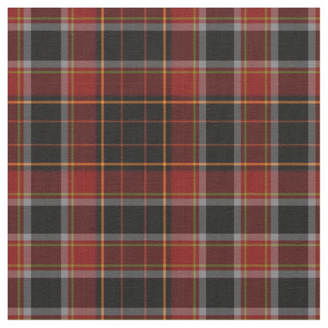 Red Black Grey Yellow Tartan Plaid Fabric (Close Up)