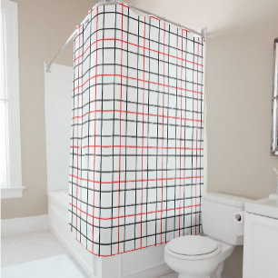 Red Black Grid Lines Plaid Design
