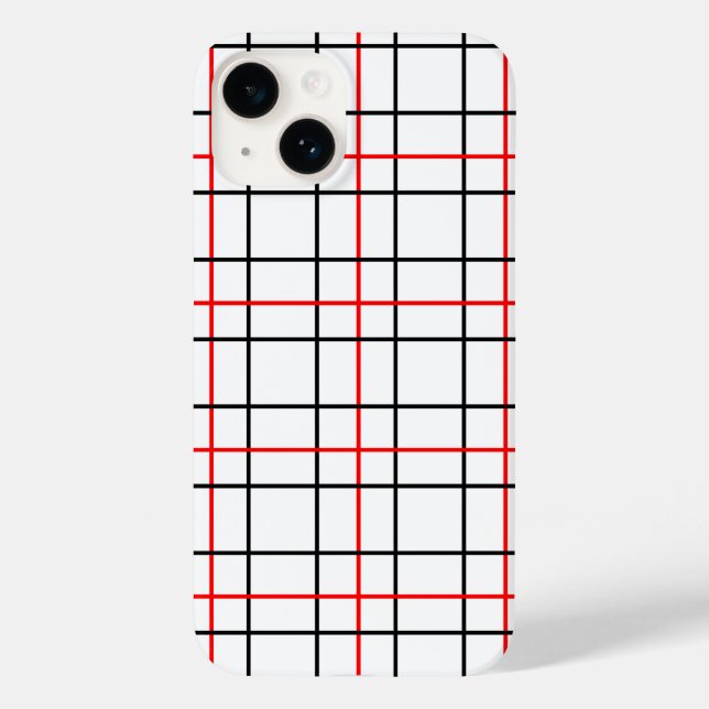 Red Black Grid Lines Plaid Design  Case-Mate iPhone Case (Back)