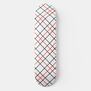 Red Black Grid Lines Plaid Design Skateboard