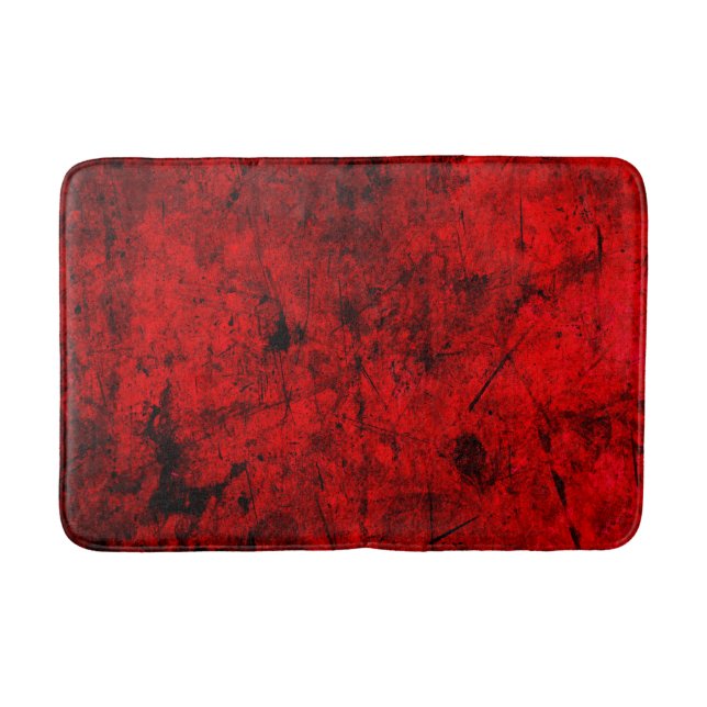 Red Black grunge abstract digital graphic art Bath Mat (Front)
