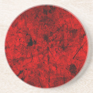 Red Black grunge abstract digital graphic art Coaster