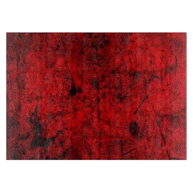 Red Black grunge abstract digital graphic art Cutting Board (Front)