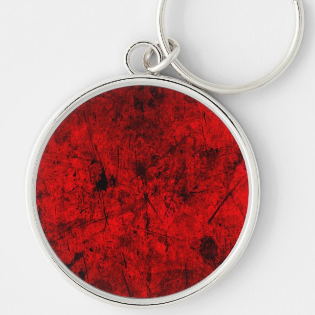Red Black grunge abstract digital graphic art Keychain (Front)