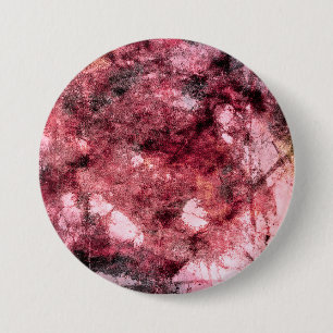 Red black grunge abstract paint brush modern art 3 inch round button