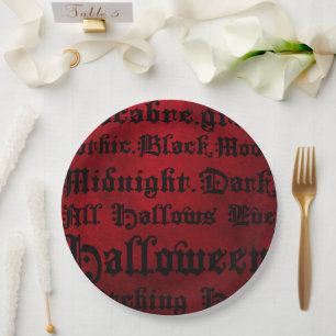 Red & Black Grunge Gothic Paper Plate