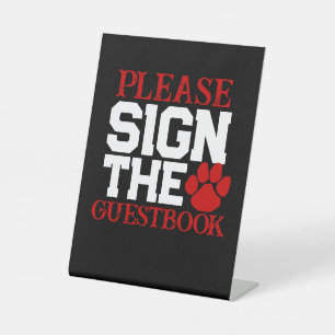 Red & Black Guestbook Graduation Table Pedestal Sign