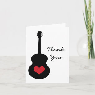 Red/Black Guitar Heart Thank You Card