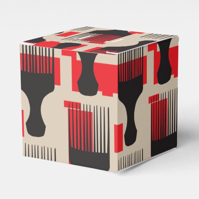 Red Black Hair Comb Afro Pick Favor Box (Front Side)