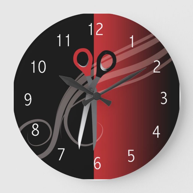 Red & black hair salon clock (Front)