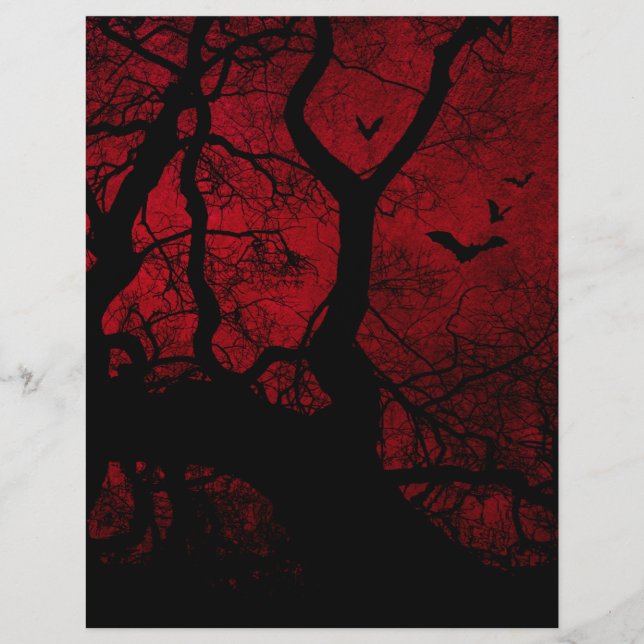 Red & Black Halloween Silhouettes Scrapbook Paper (Front)