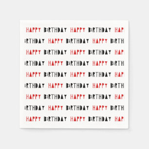 Red & Black Happy Birthday Party  Napkin