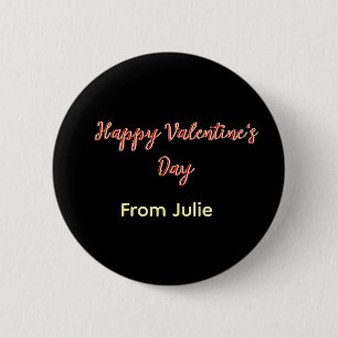 Red black happy Valentine's day from name stylish 2 Inch Round Button