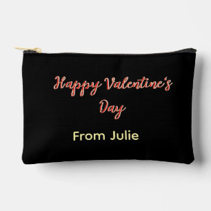 Red black happy Valentine's day from name stylish Accessory Pouch