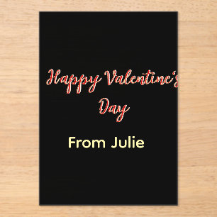 Red black happy Valentine's day from name stylish  Acrylic Invitations