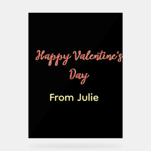 Red black happy Valentine's day from name stylish  Acrylic Sign