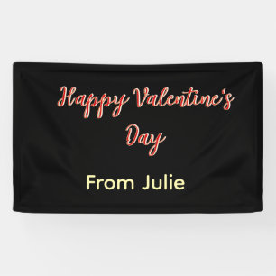 Red black happy Valentine's day from name stylish  Banner