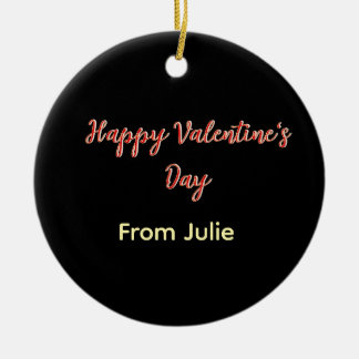 Red black happy Valentine's day from name stylish  Ceramic Ornament