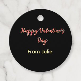 Red black happy Valentine's day from name stylish  Favour Tags