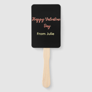 Red black happy Valentine's day from name stylish  Hand Fan