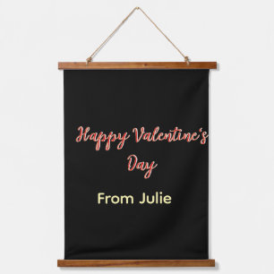 Red black happy Valentine's day from name stylish  Hanging Tapestry