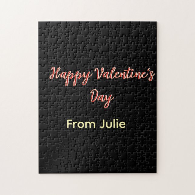 Red black happy Valentine's day from name stylish  Jigsaw Puzzle (Vertical)