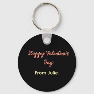Red black happy Valentine's day from name stylish Keychain