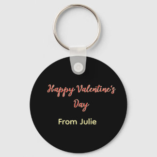 Red black happy Valentine's day from name stylish  Keychain