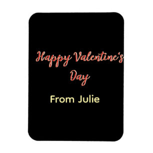 Red black happy Valentine's day from name stylish  Magnet