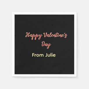 Red black happy Valentine's day from name stylish  Napkin
