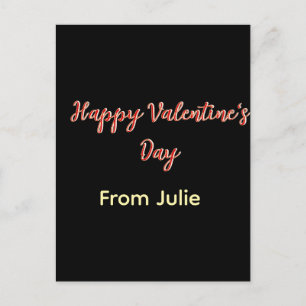 Red black happy Valentine's day from name stylish  Postcard