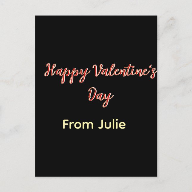 Red black happy Valentine's day from name stylish  Postcard (Front)