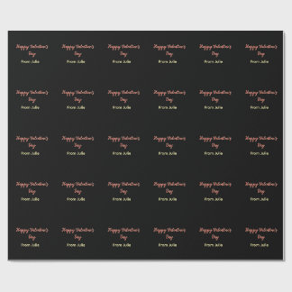 Red black happy Valentine's day from name stylish  Wrapping Paper