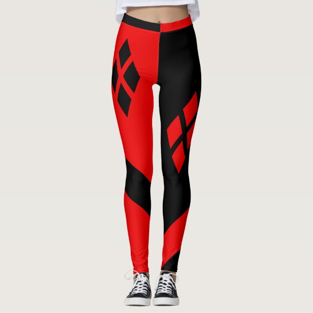 Red & Black Harlequin Leggings (Front)
