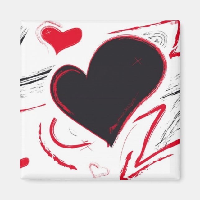 Red-Black heart abstract Magnet (Front)