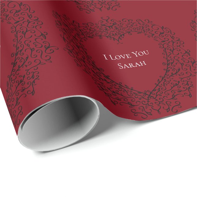 Red & Black Heart Gothic Wedding Wrapping Paper (Roll Corner)