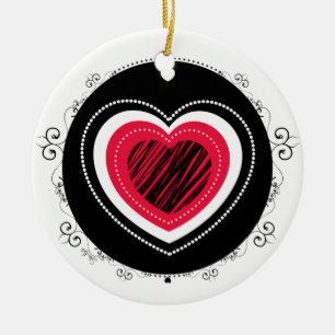 Red & black heart - ornament