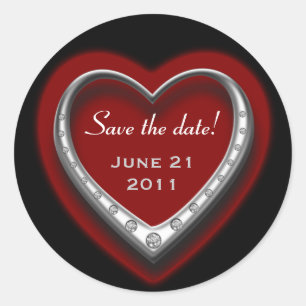Red & Black Heart Save the Date Sticker Sheet