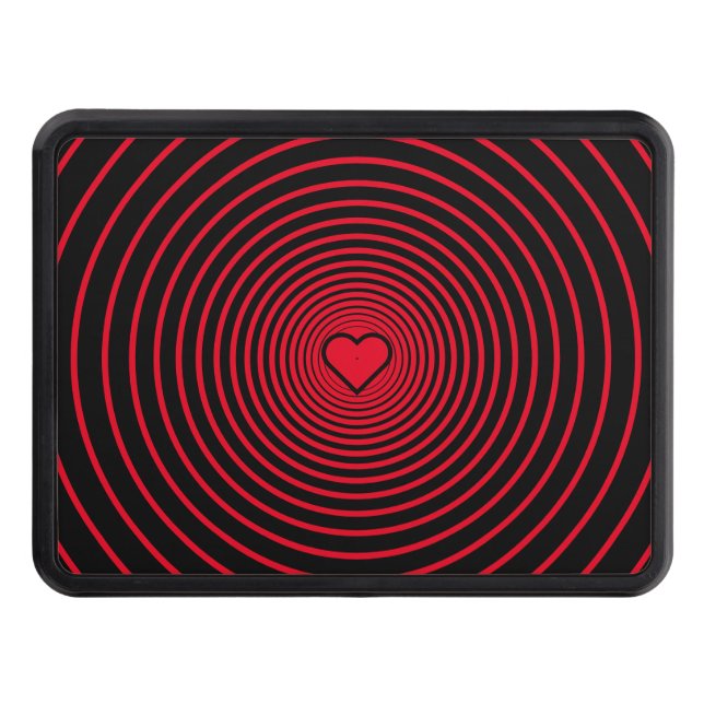 Red Black Hitch Cover with Heart - Choose Colours (Front)