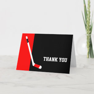 Red Black Hockey Thank You Card