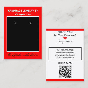 Red Black Jewelry Earrings Website QR Code Business Card