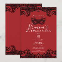 Red & Black Lace Masquerade 15 15th Quinceañera